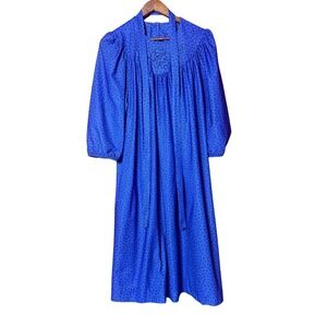 Vintage Unbranded Women Size 22.5‎ Blue Floral Duster Robe Mumu Loungewear